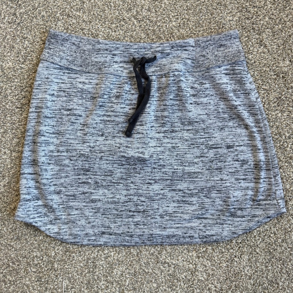 Athleta Downplay Gray Heathered Drawstring Skirt Womens Small